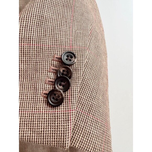 Men's CLUB MONACO Grant Fit Brown Wool Linen Blend Sport Coat Blazer, Size 42L - Picture 10 of 16
